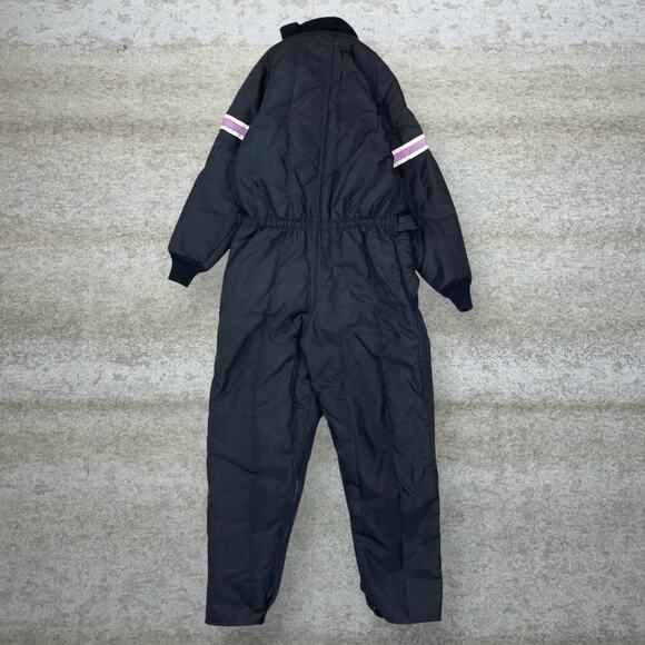 Vintage 90s Arctic Cat Snow Suit Coveralls Mens M Baggy Black Purple Nylon - Picture 2 of 6